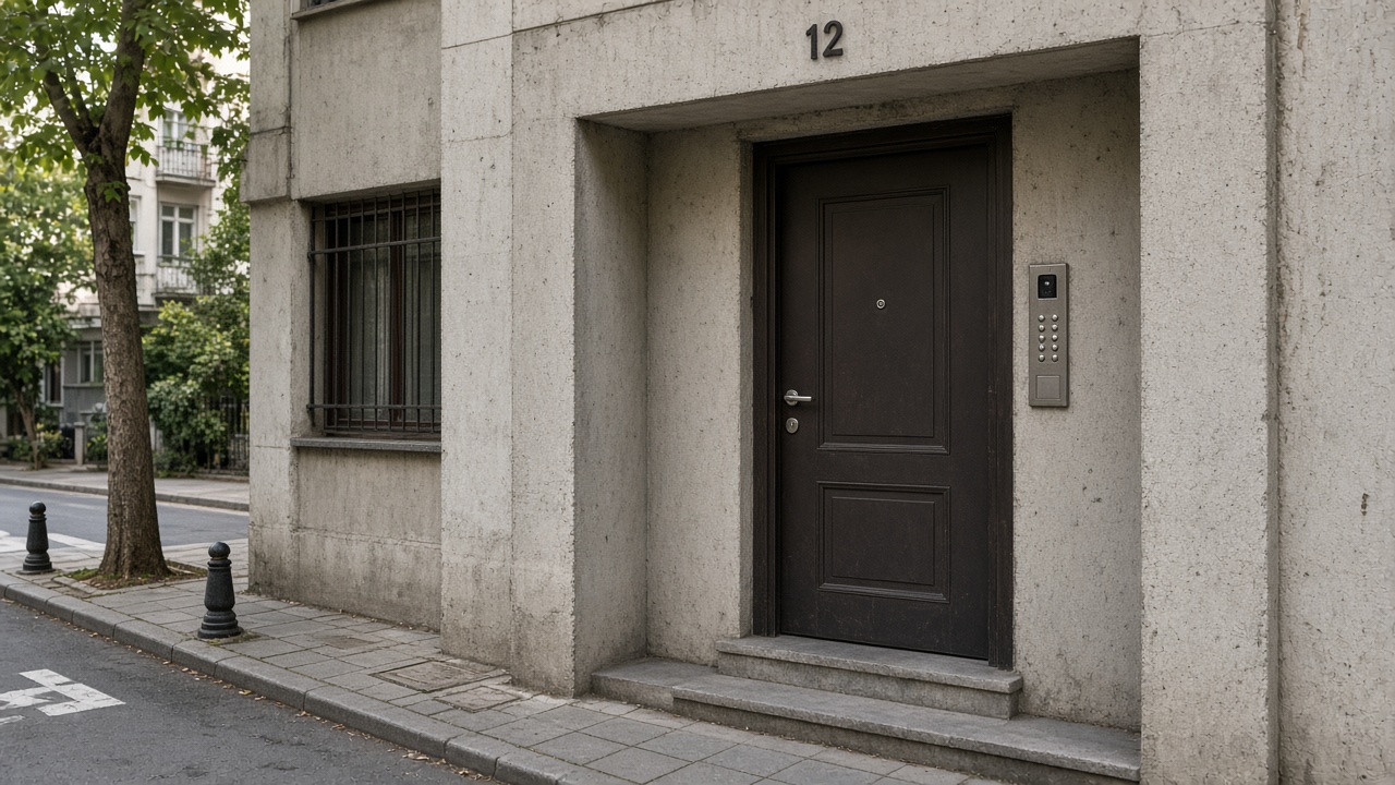 Apartman girişindeki çelik kapı